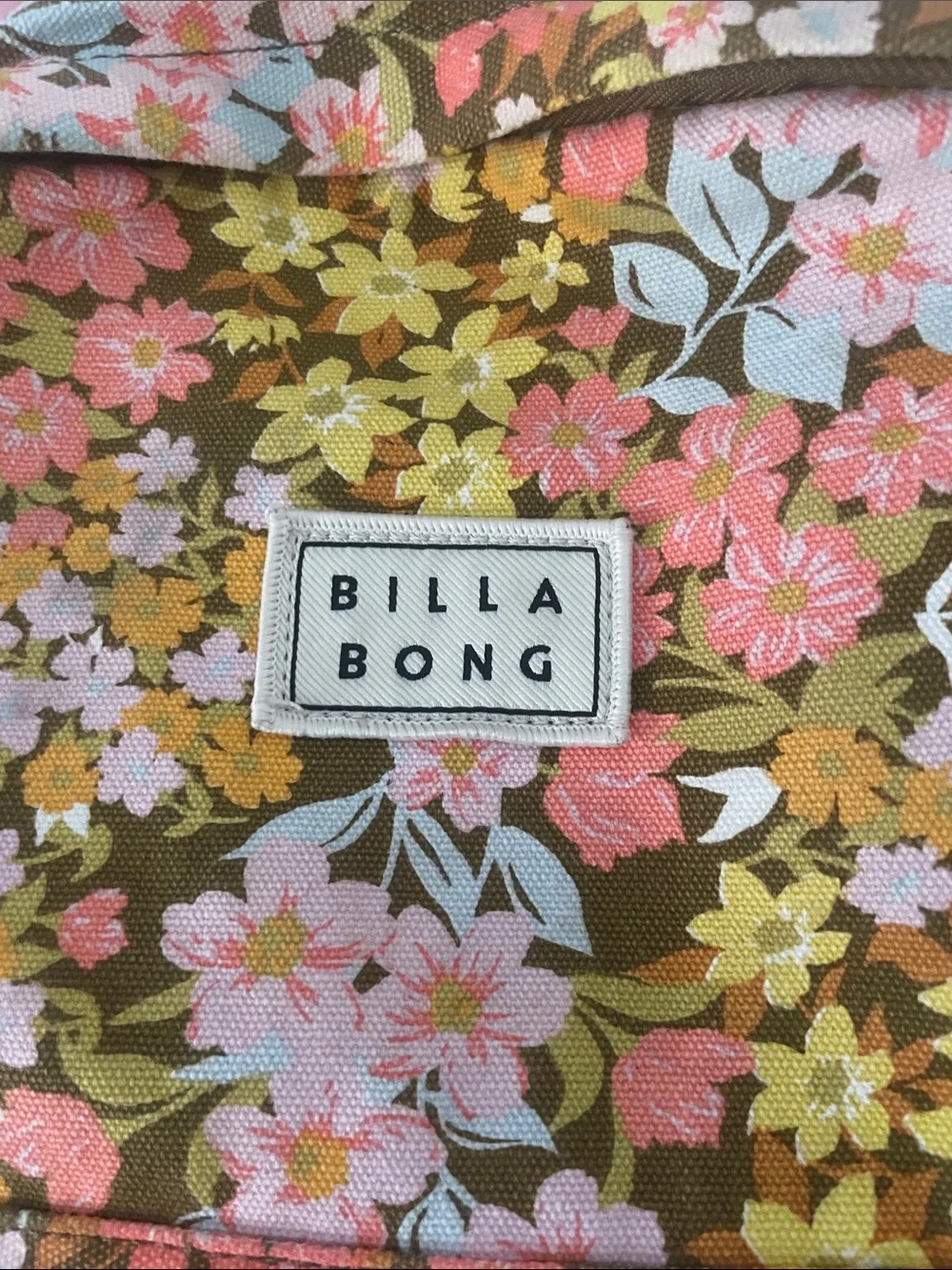 Billabong Floral  Backpack - Brown, Pink & Yellow